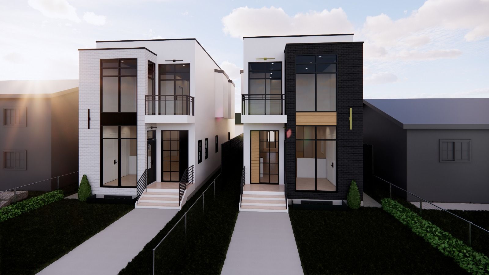 Residential living space interior rendering