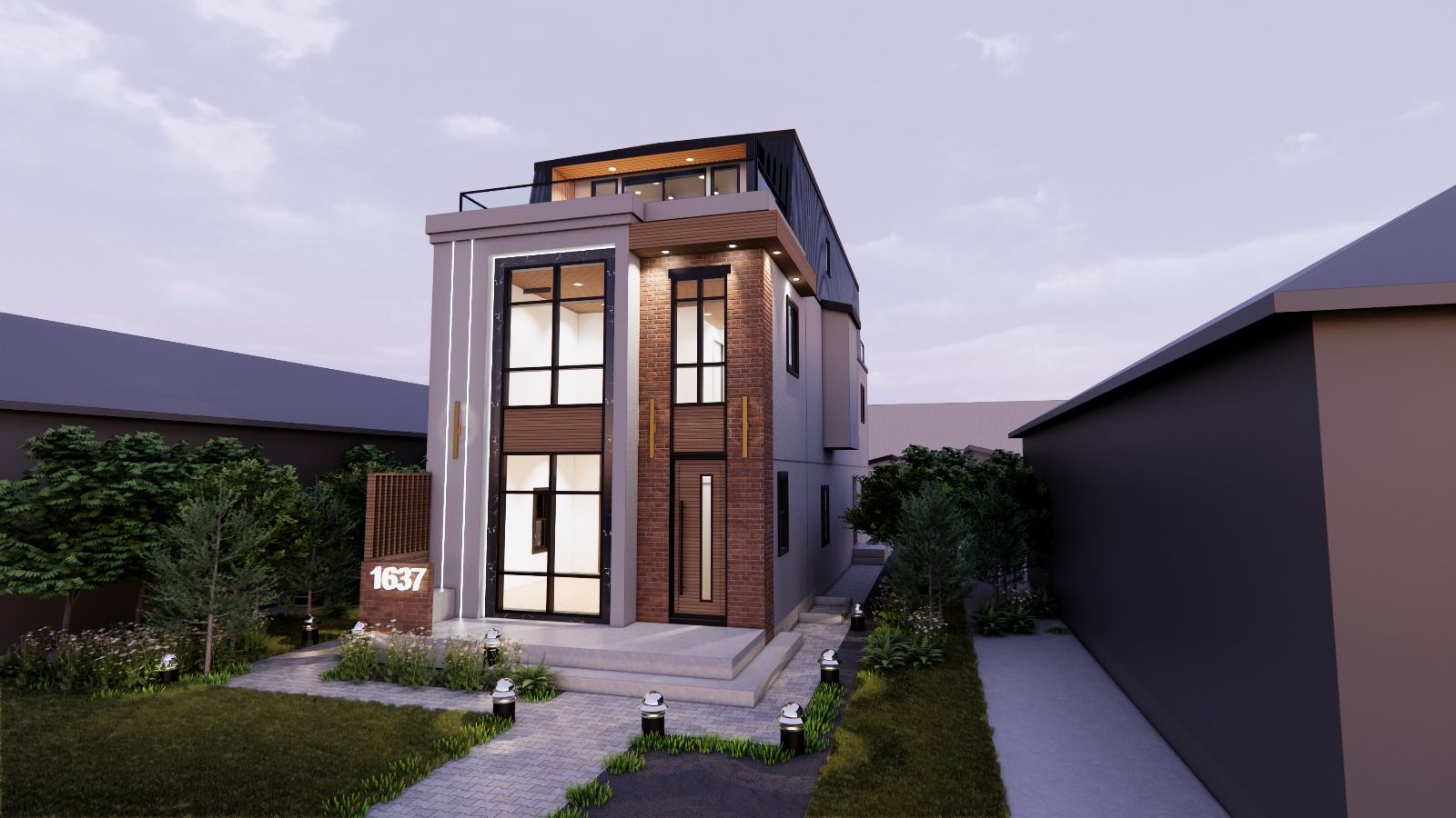 Open-concept residential interior rendering