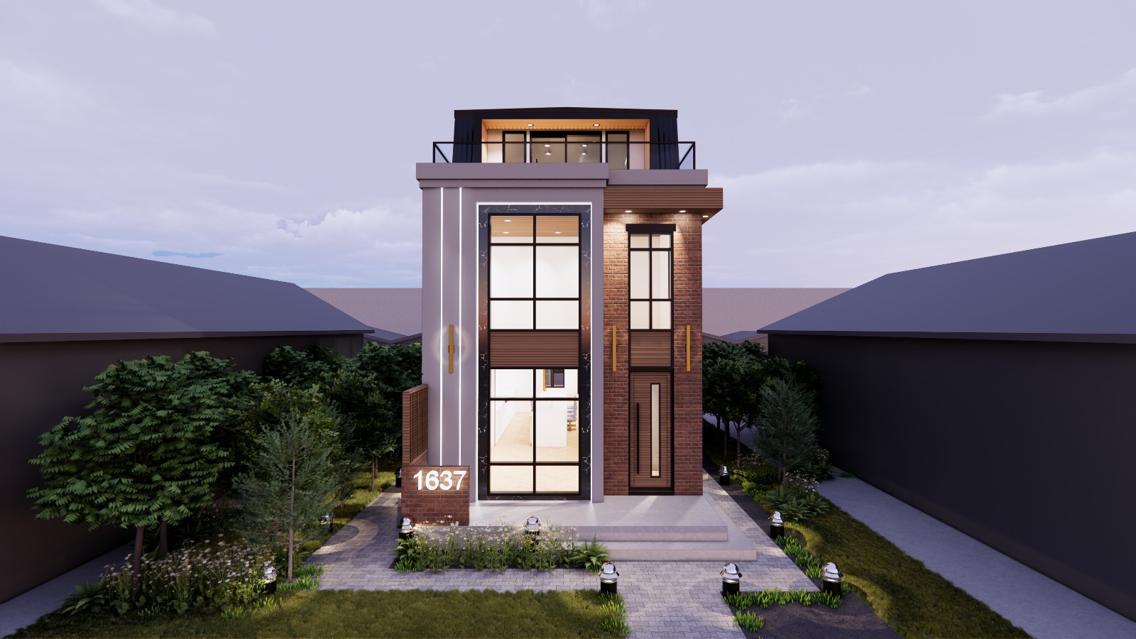 Kitchen and dining interior rendering
